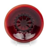 A Chinese Carved Ruby Red 'Lotus' Peking Glass Plate, Late 19th-Early 20th Century 晚清-民國 寶石紅料蓮紋賞盤