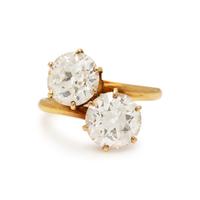 Diamond and Yellow Gold 'Toi et Moi' Ring