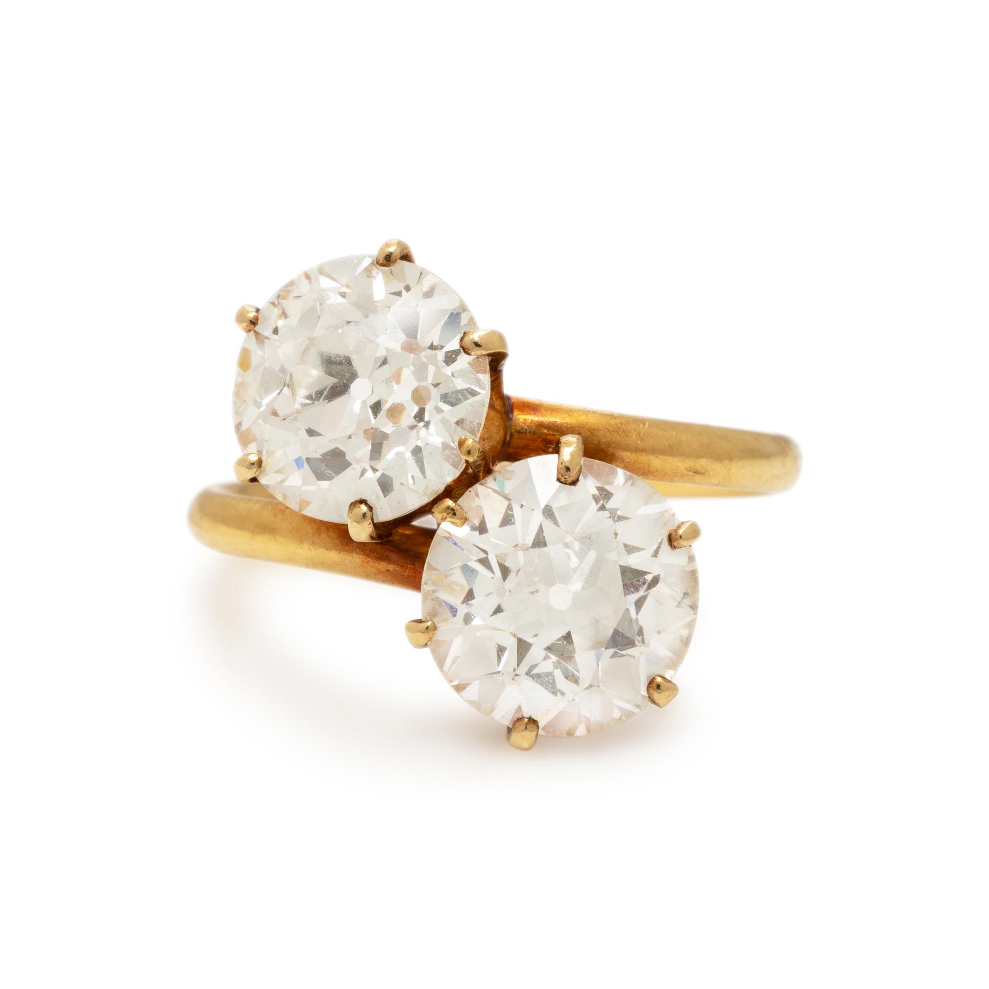 Diamond and Yellow Gold 'Toi et Moi' Ring