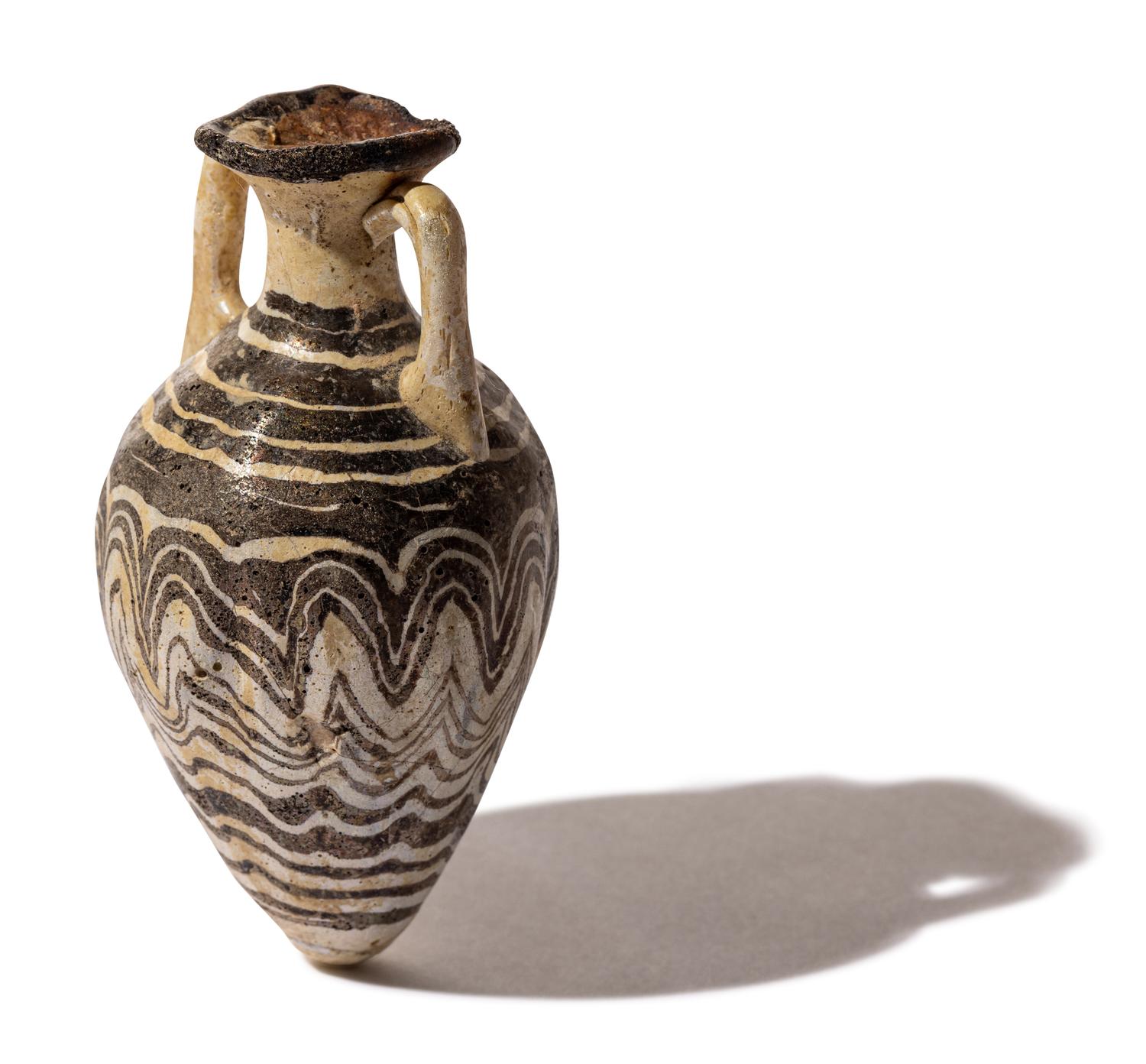 An Eastern Mediterranean Brown and White Core-Formed Amphora