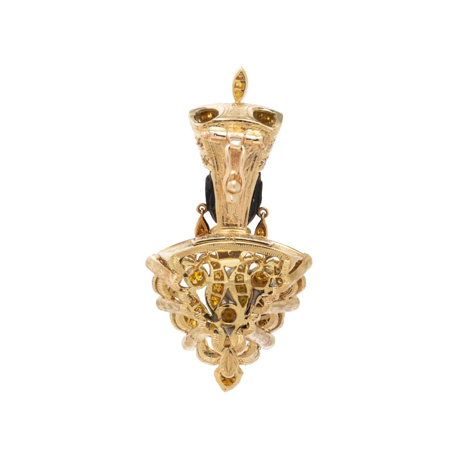 NARDI, YELLOW GOLD AND COLORED DIAMOND BLACKAMOOR ENHANCER/PENDANT