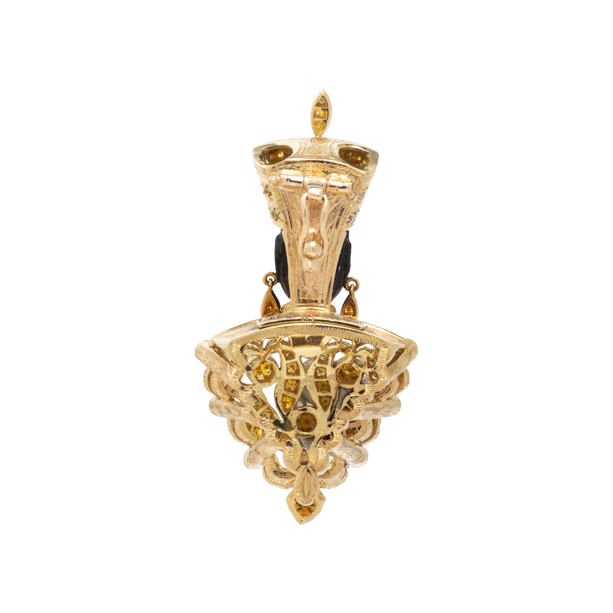NARDI, YELLOW GOLD AND COLORED DIAMOND BLACKAMOOR ENHANCER/PENDANT