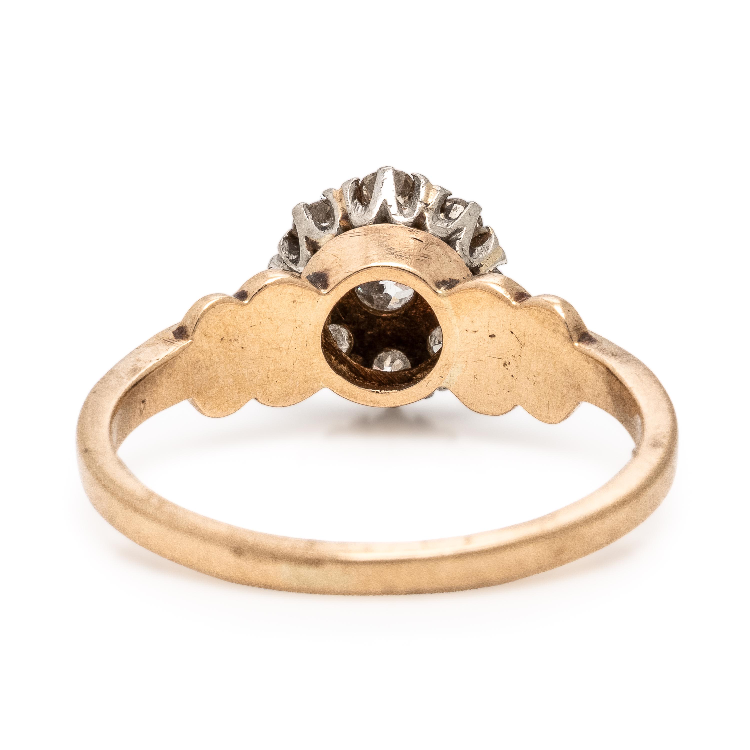 Diamond and Yellow Gold Cluster Ring