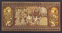 Two Burmese Metallic Thread-Embroidered Tapestry Panels