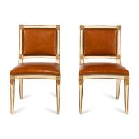 A Set of Twelve Italian Cream-Painted and Parcel Gilt Dining Chairs