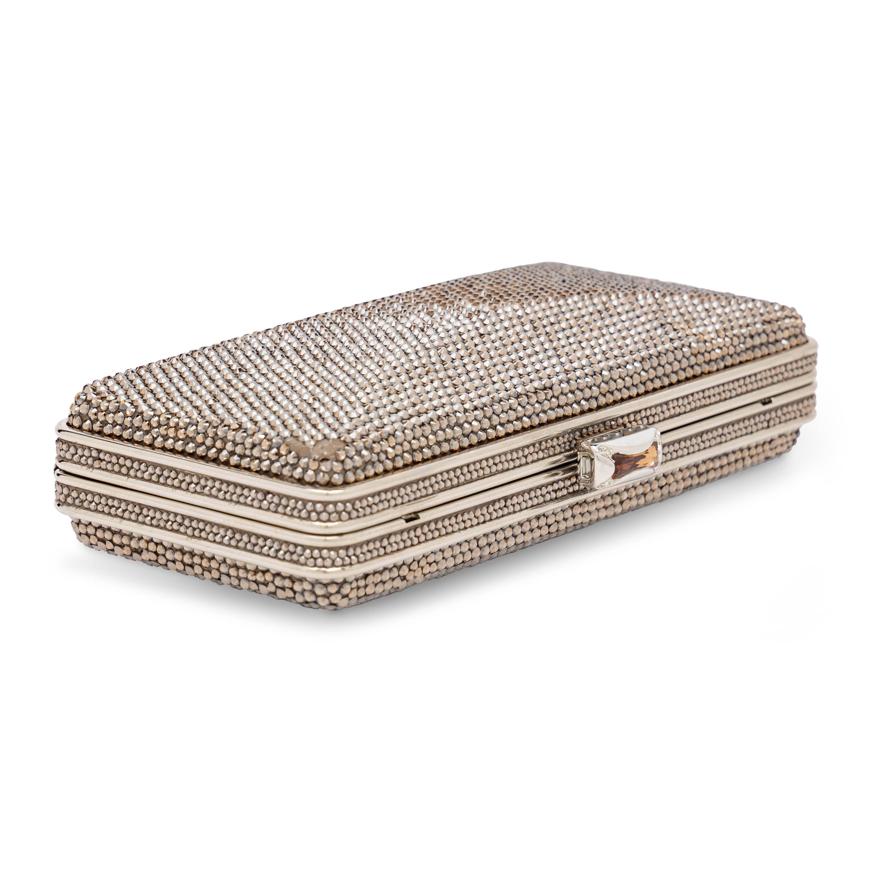 Judith Leiber, Brown Crystal-Embellished Minaudière