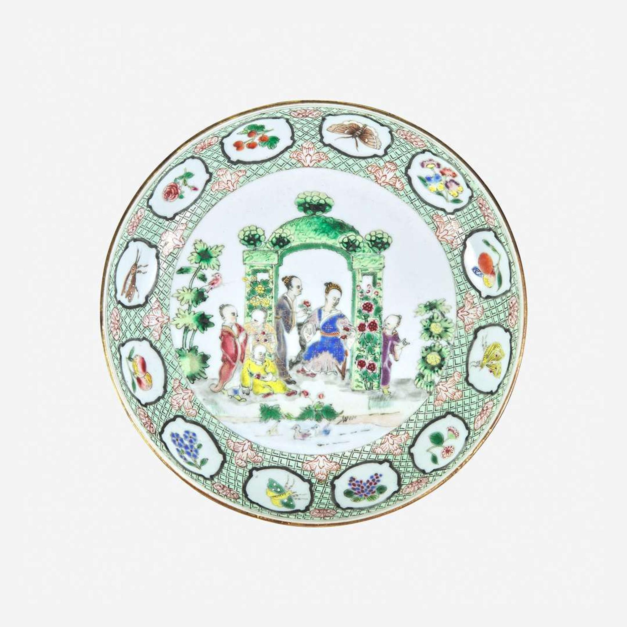 A Group of Three Chinese Export Porcelain Plates circa 1738-1740
