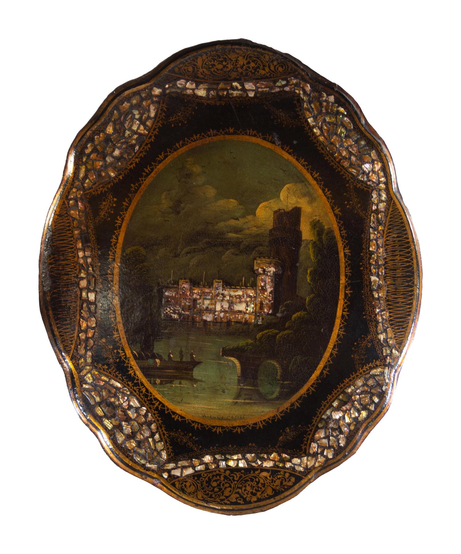 A Victorian Lacquered and Mother-of-Pearl Inlaid Side Table