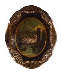 A Victorian Lacquered and Mother-of-Pearl Inlaid Side Table