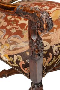 A Pair of Louis XIII Style Walnut Armchairs