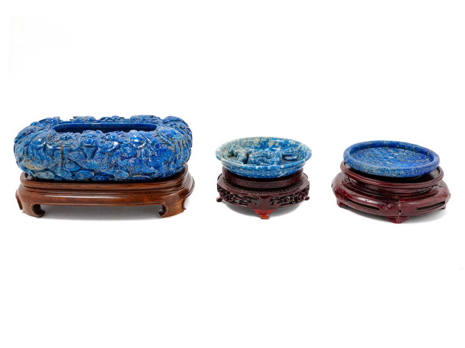 Three Chinese Lapis Lazuli Brush Washers