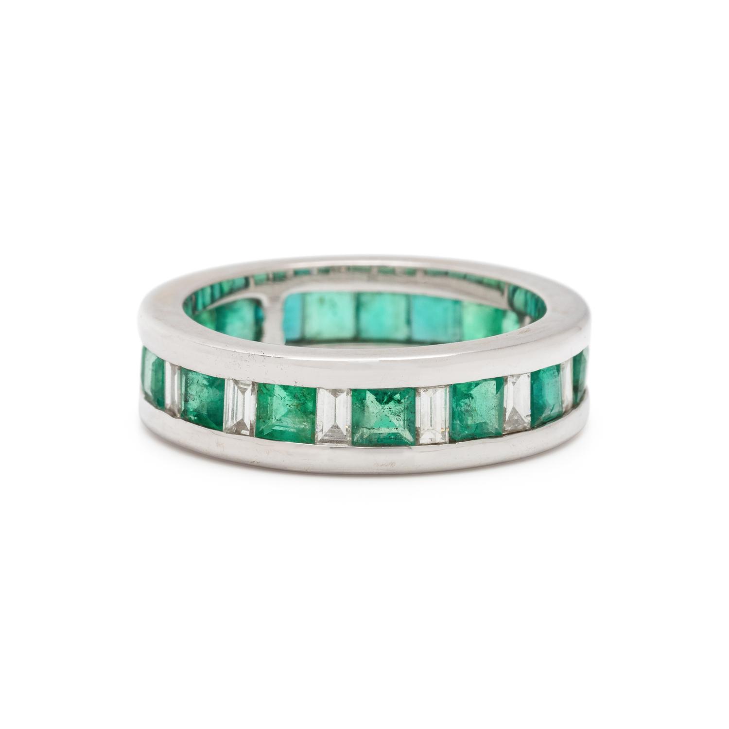 EMERALD AND DIAMOND ETERNITY BAND