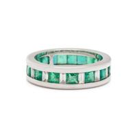 EMERALD AND DIAMOND ETERNITY BAND