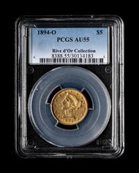 An 1894-O Liberty Head $5 Gold Coin (PCGS AU55)
