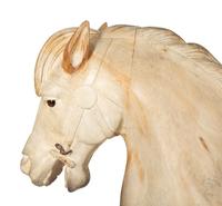 A Carved Wood Jumping Carousel Horse with Custom Bronze Mounting Pole — 19th/20th Century