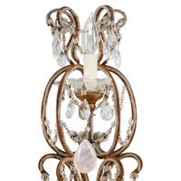 A Pair of Large Rock Crystal, Rose Quartz and Beaded Giltwood Six-Light Sconces