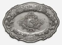 A silver repoussé Kiddush plaque, 20th century