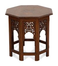An Anglo-Indian Octagonal Folding Table with Brass Inlay