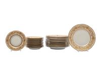 Twenty-Four Dresden Ambrosius Lamm Parcel Gilt Porcelain Plates