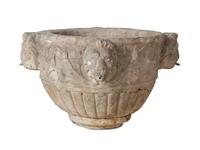 A Neoclassical Style Stone Garden Fountain Basin