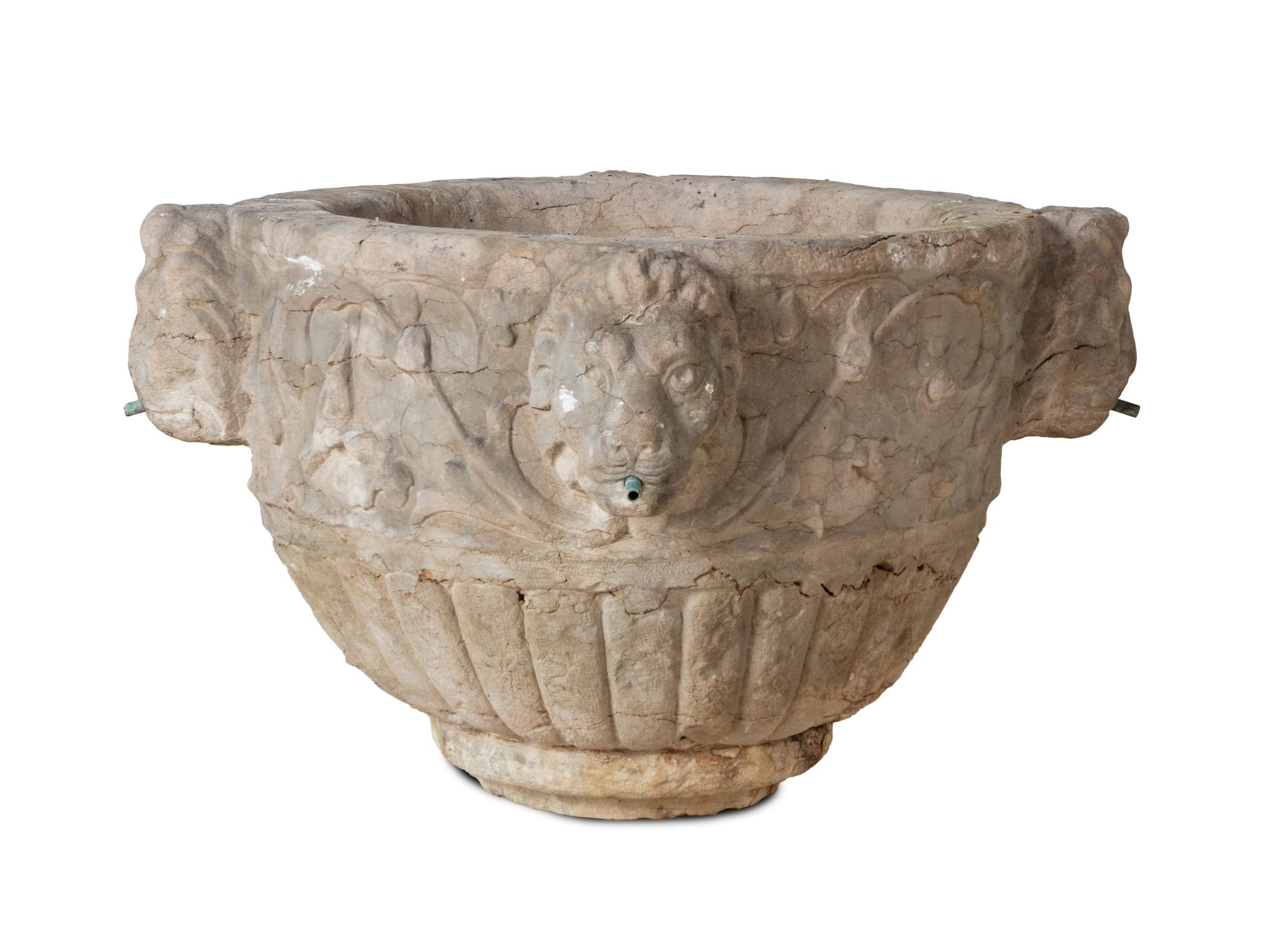 A Neoclassical Style Stone Garden Fountain Basin
