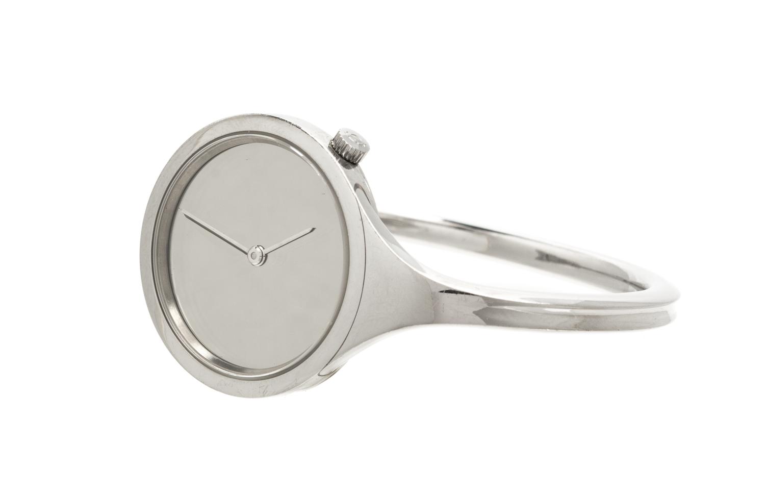 A Stainless Steel Open Bangle Wristwatch, Vivianna Torun Bülow-Hüb for Georg Jensen, 14.90 dwts.
