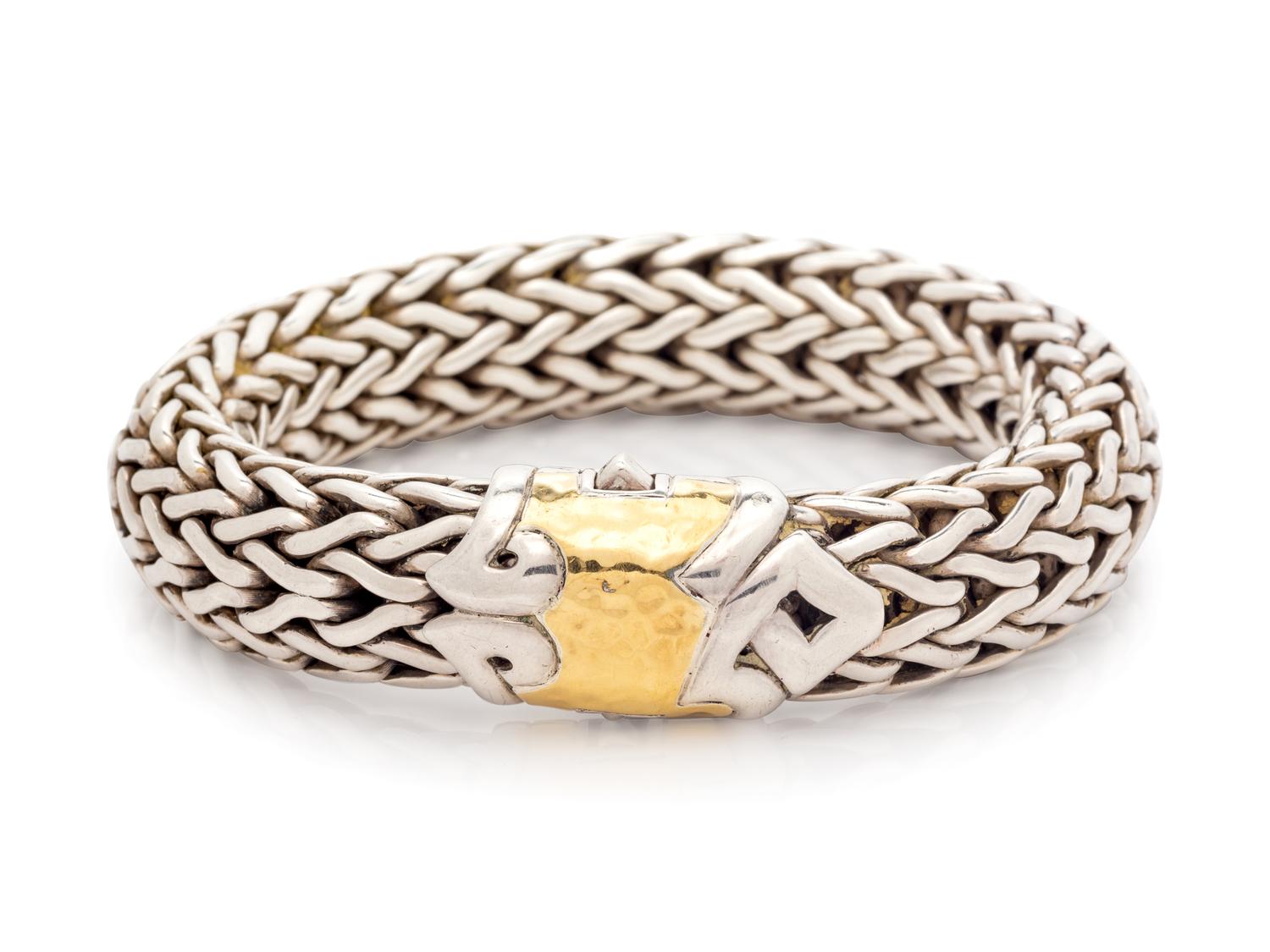 A Sterling Silver and 22 Karat Yellow Gold 'Classic Chain' Bracelet, John Hardy,