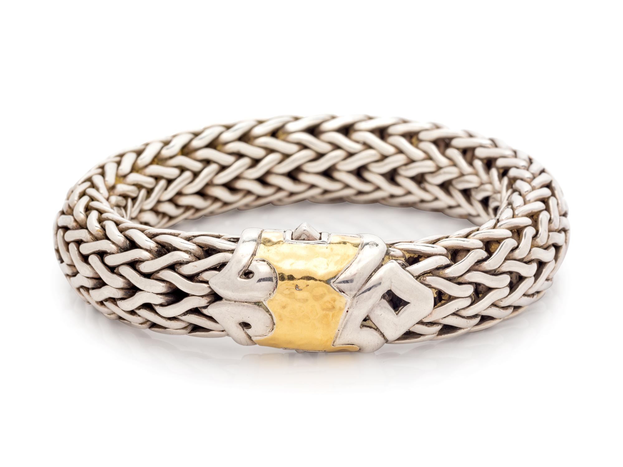 A Sterling Silver and 22 Karat Yellow Gold 'Classic Chain' Bracelet, John Hardy,
