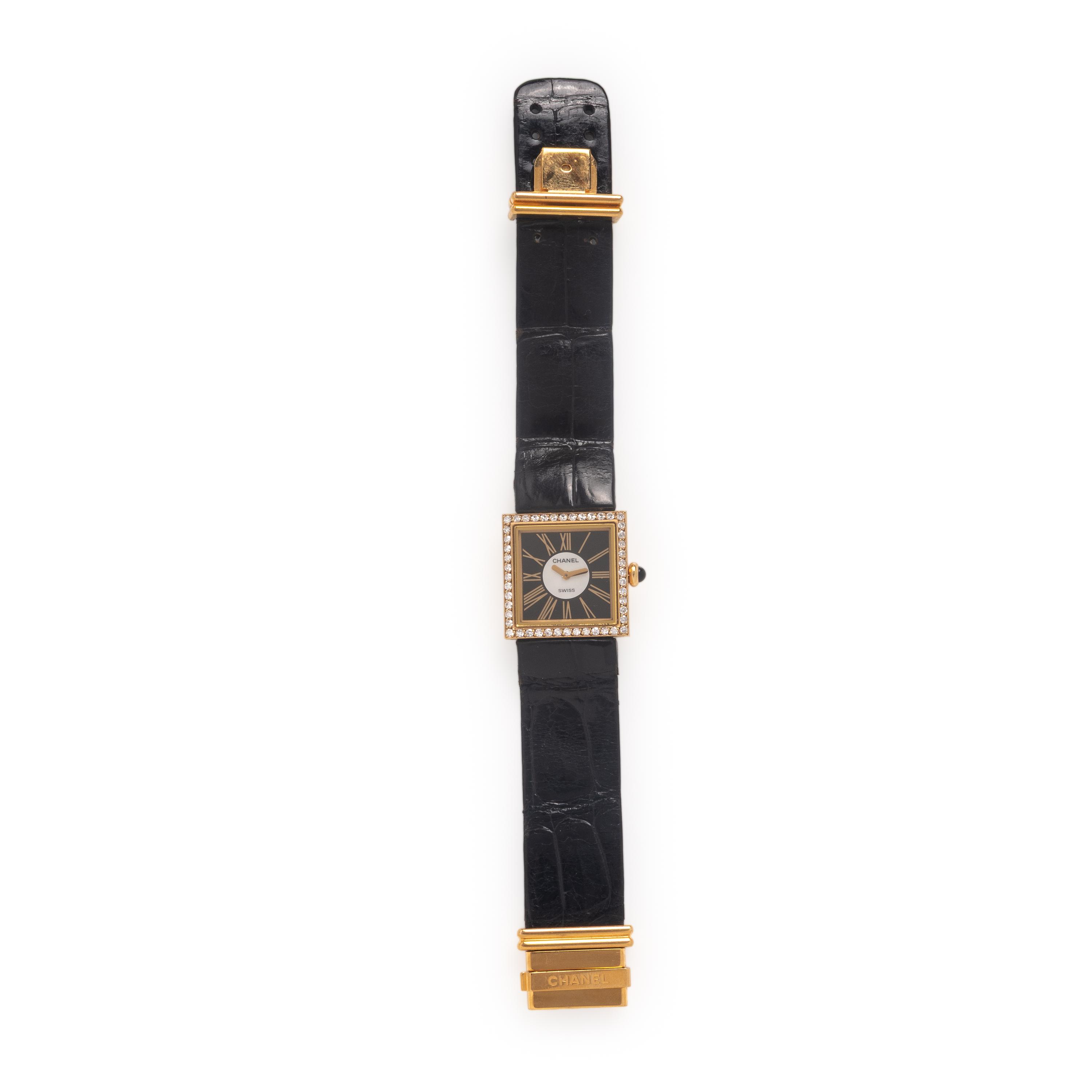 Chanel, 18K Yellow Gold and Diamond 'Mademoiselle' Watch, with Box