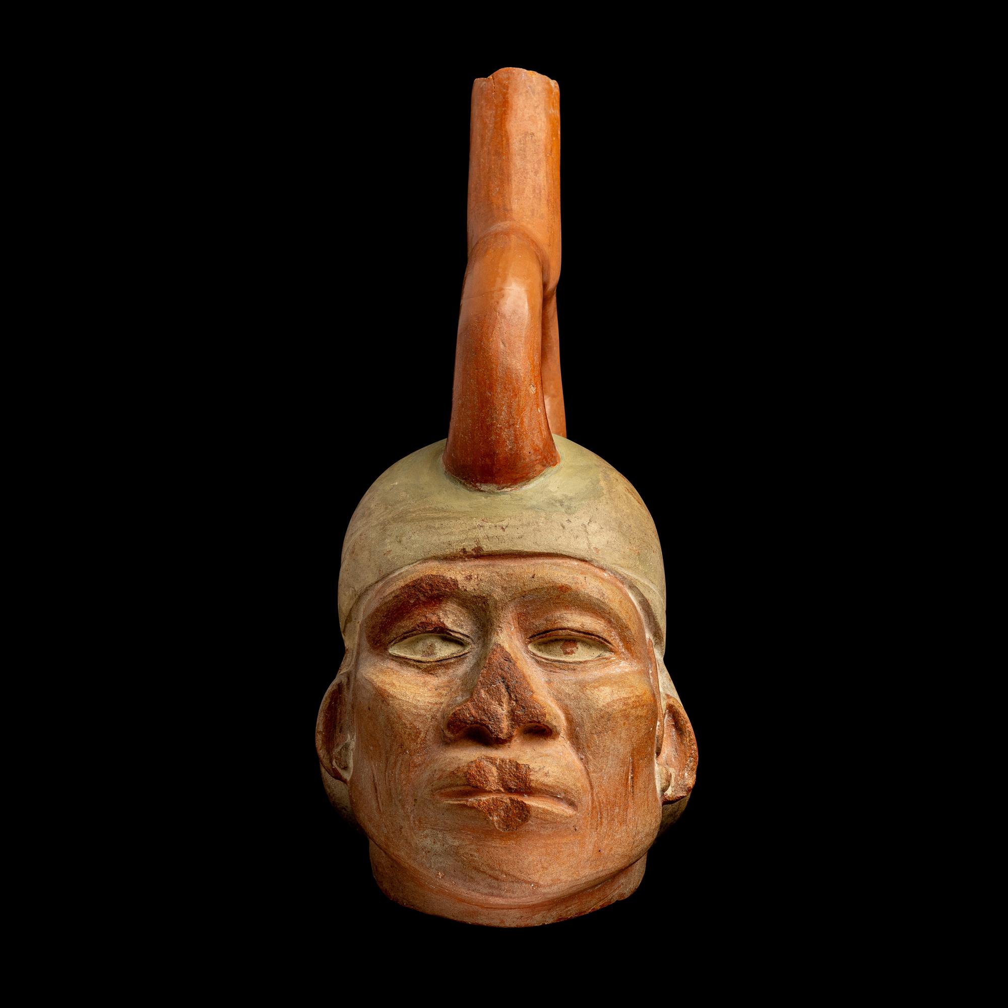 A Moche Stirrup Vessel in the Form of a Portrait Head