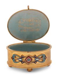 An Italian Micromosaic Mounted Gilt Metal and Champlevé Enamel Table Casket