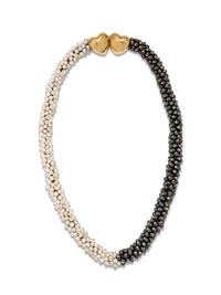 VAN CLEEF & ARPELS, CULTURED PEARL AND HEMATITE NECKLACE/BRACELET