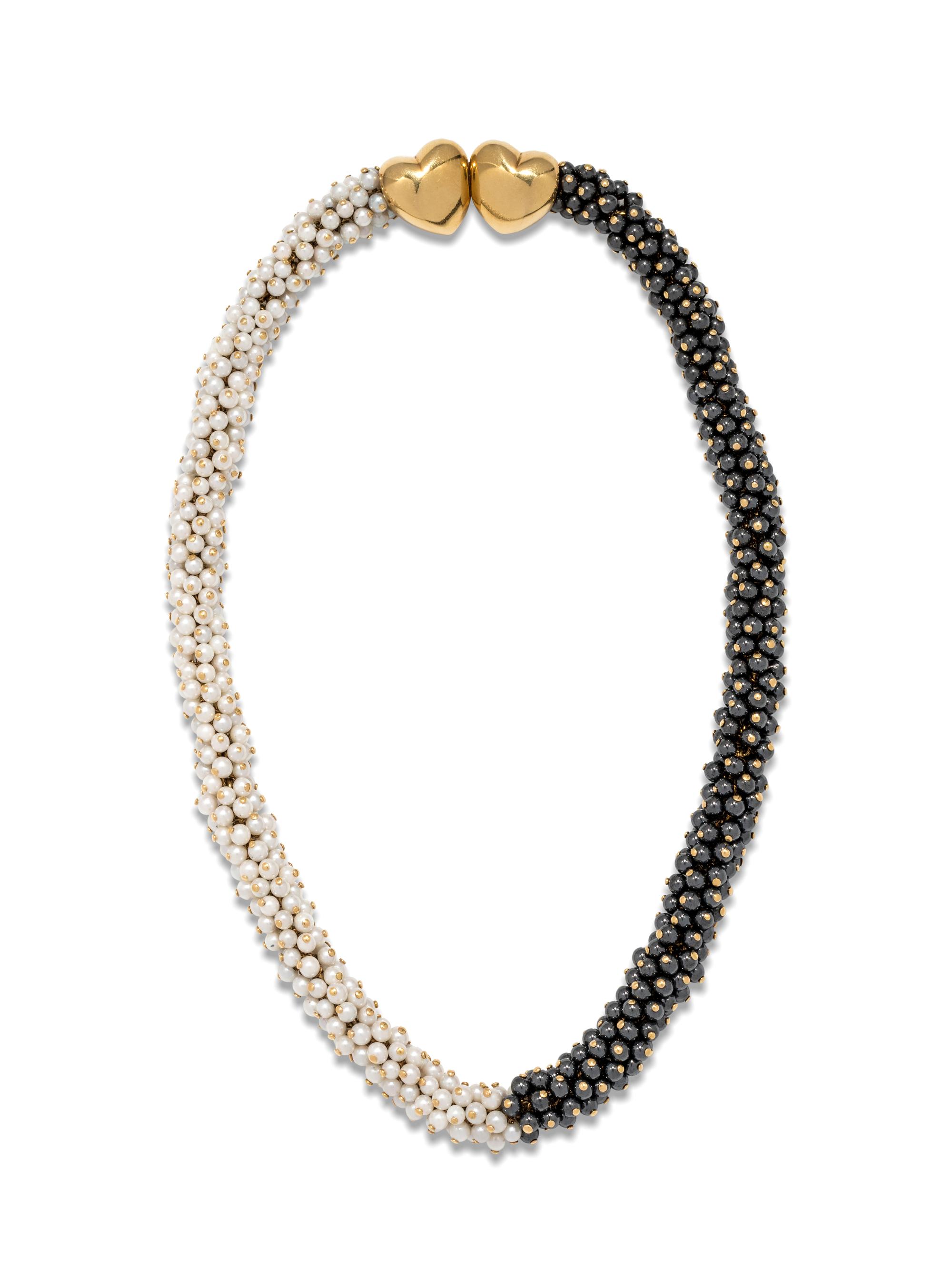 VAN CLEEF & ARPELS, CULTURED PEARL AND HEMATITE NECKLACE/BRACELET