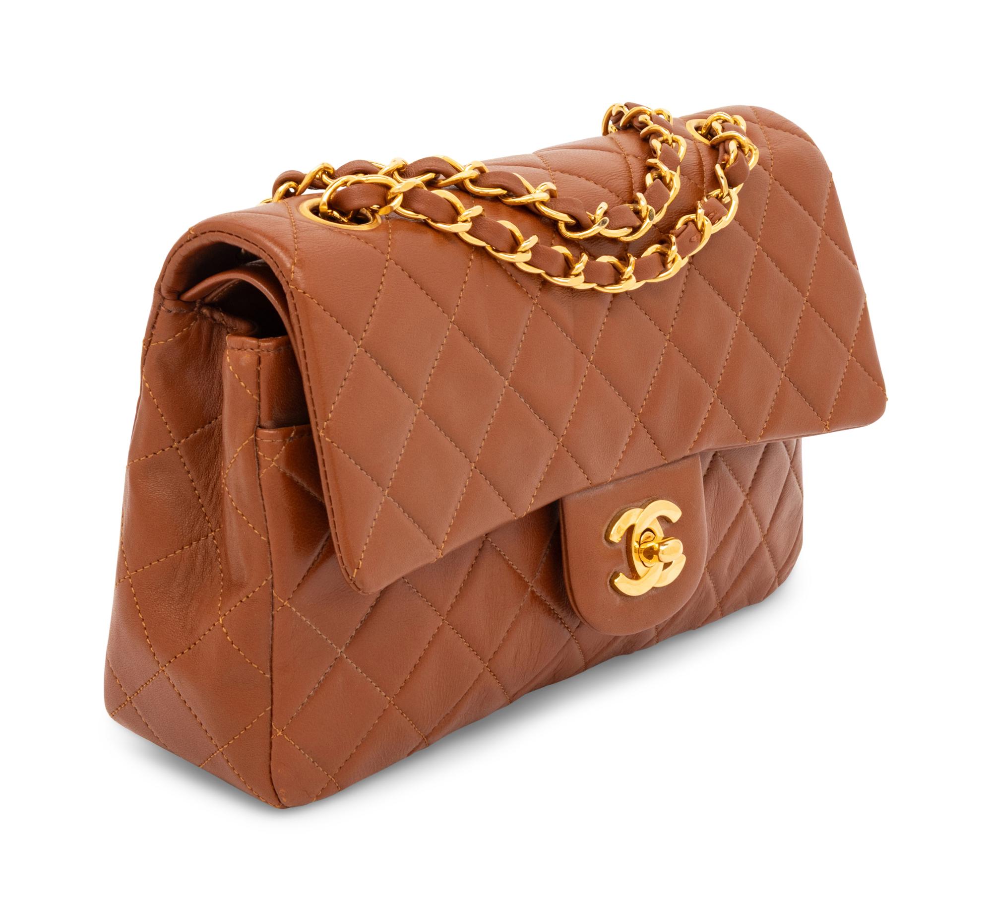 Chanel, Brown Leather Double Flap Bag