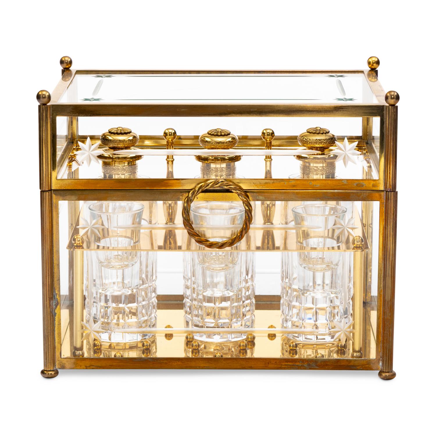 A French Gilt Bronze and Glass Cave à Liqueur