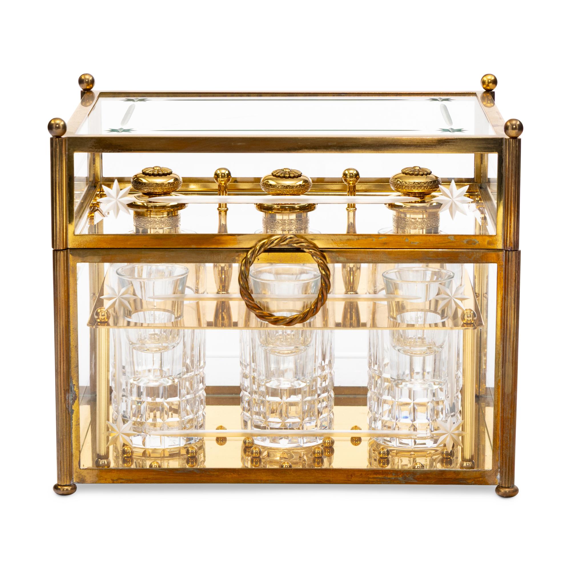 A French Gilt Bronze and Glass Cave à Liqueur