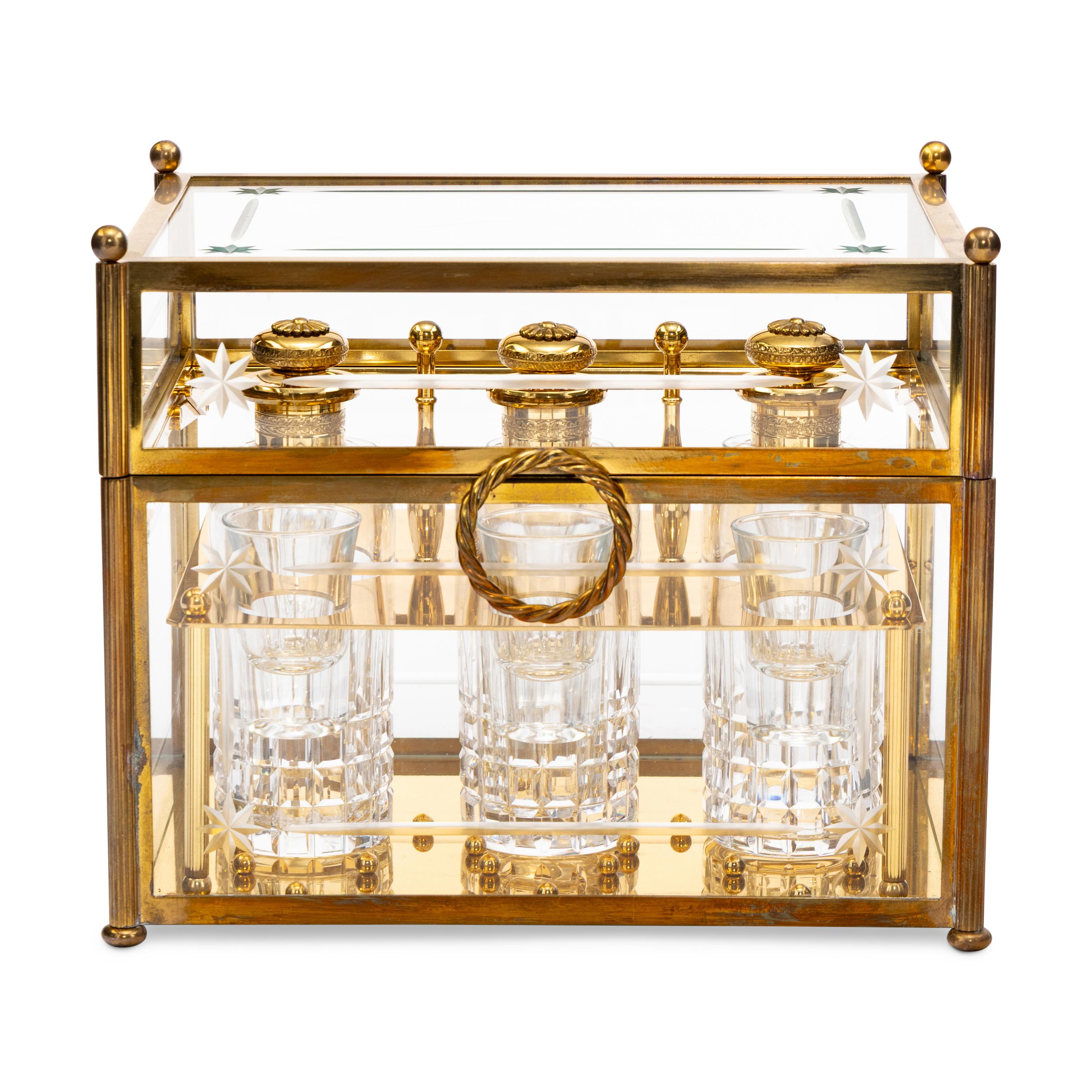 A French Gilt Bronze and Glass Cave à Liqueur