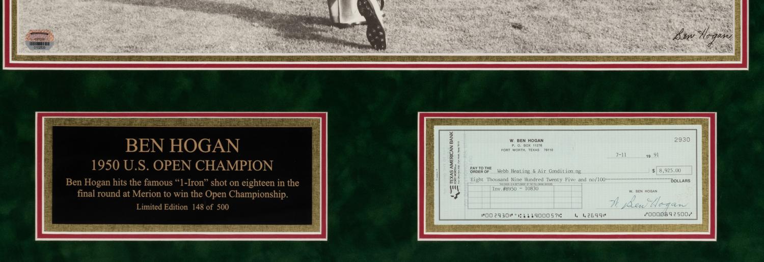 A Ben Hogan Signed Autograph Personal Bank Check Display,