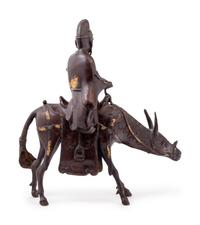 A Large Japanese Parcel Gilt Bronze Figural-Form Incense Burner