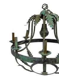 A Pair of Italian Baroque Style Green Patinated Iron Eight-Light Chandeliers — 20TH CENTURY