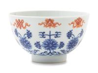 An Iron Red Decorated Blue and White Porcelain 'Bajixiang' Bowl