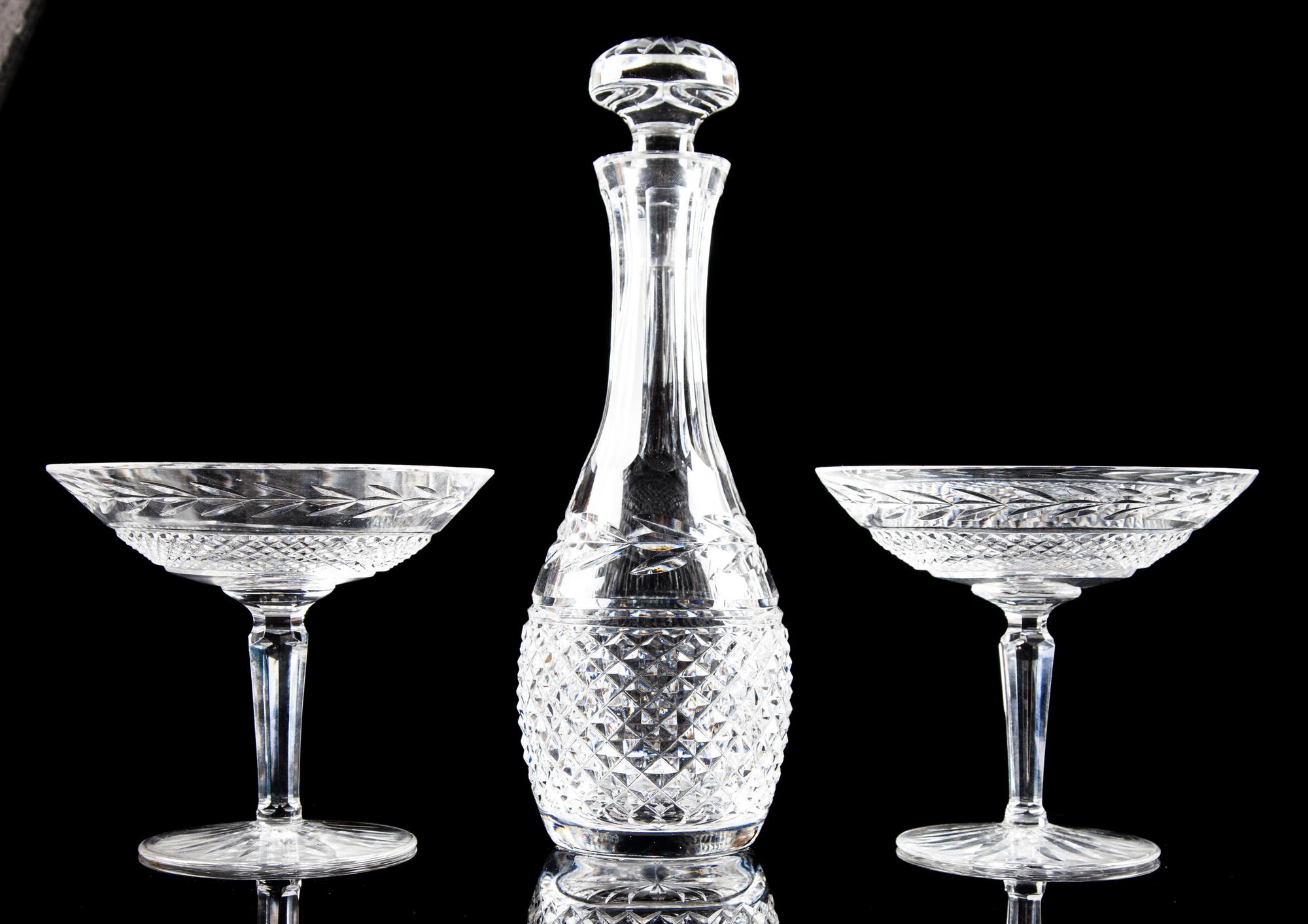 A Group of Three Waterford Table Articles Height of tallest 10 3/4 inches.