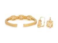 JUDITH RIPKA, YELLOW GOLD, DIAMOND AND YELLOW CUBIC ZIRCONIA SET