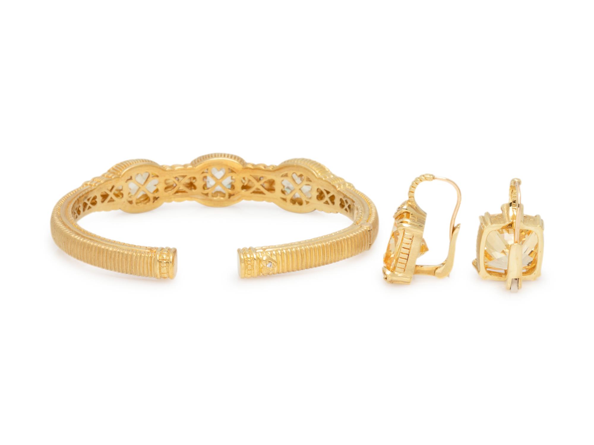 JUDITH RIPKA, YELLOW GOLD, DIAMOND AND YELLOW CUBIC ZIRCONIA SET