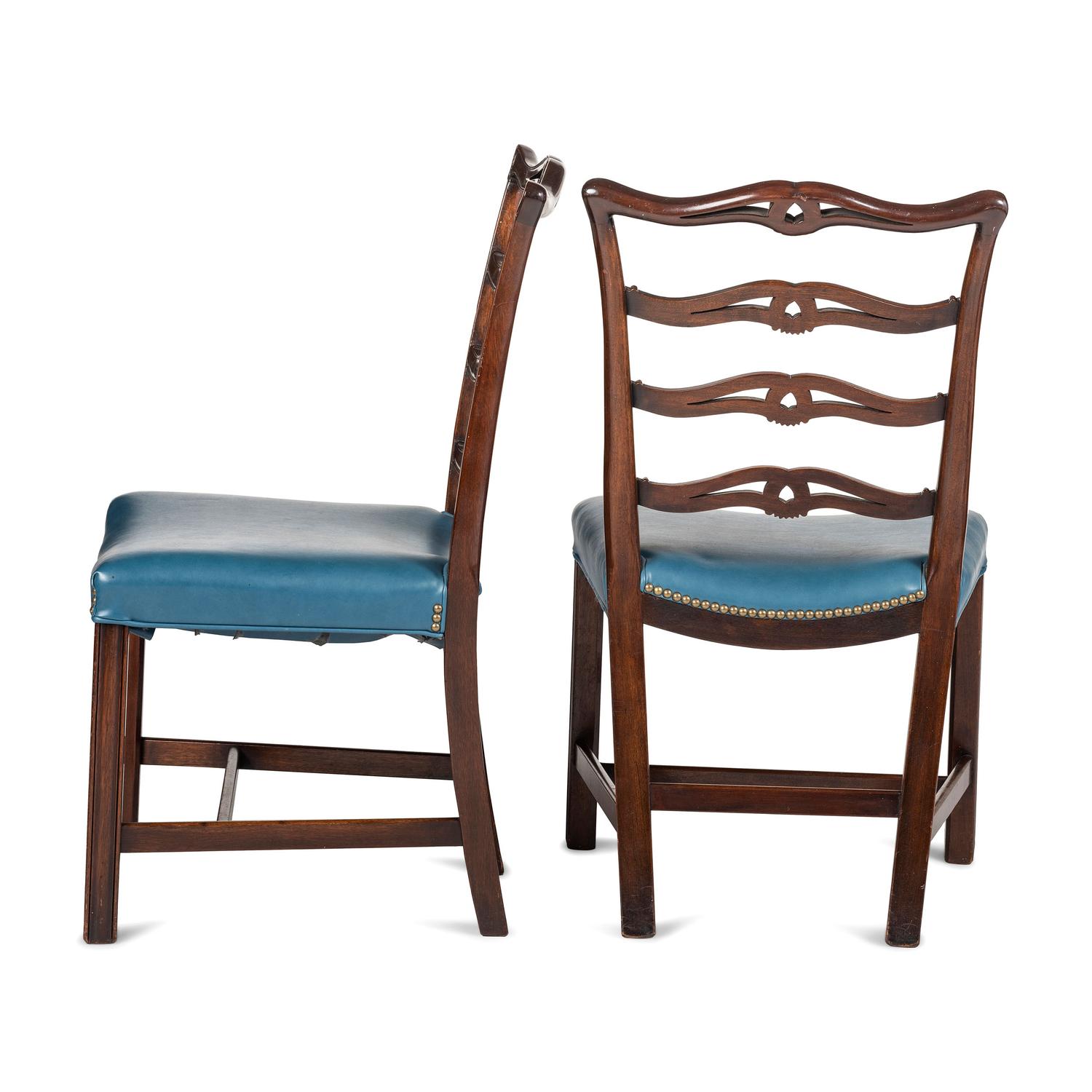A Set of Four Early Federal Carved Mahogany Ladderback Side Chairs