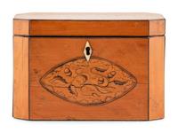 A George III Satinwood and Marquetry Tea Caddy