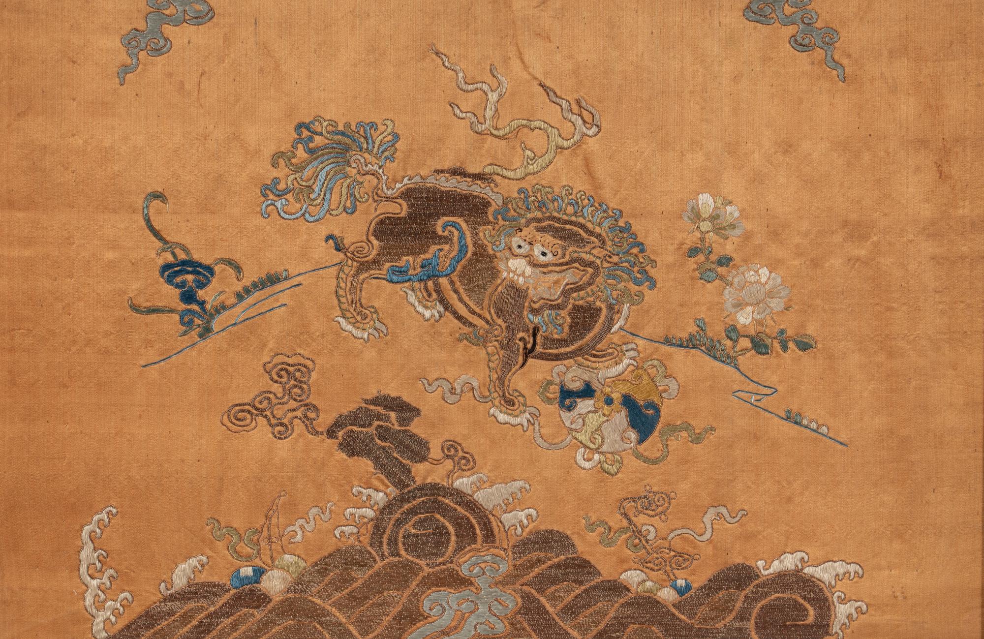 Two Chinese 'Bogu' Silk Panels