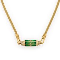 Marie Lichtenberg, 'Baby Locket', Yellow Gold Chain Necklace with Enamel and Diamond Barrel Pendant