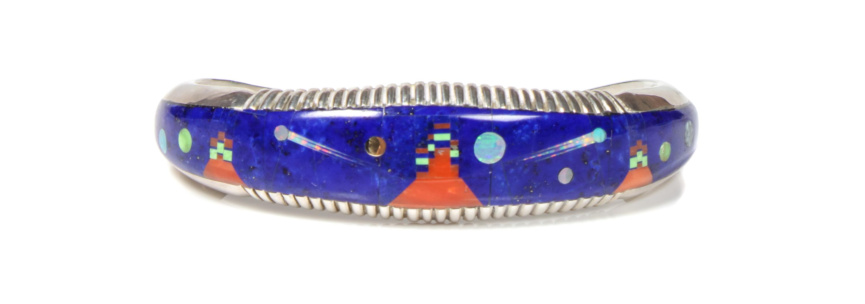 Navajo Mosaic Inlay Bracelet, Alvin Yellowhorse (b. 1968) Length 5 x opening 1 1/4 x width 5/8 inches