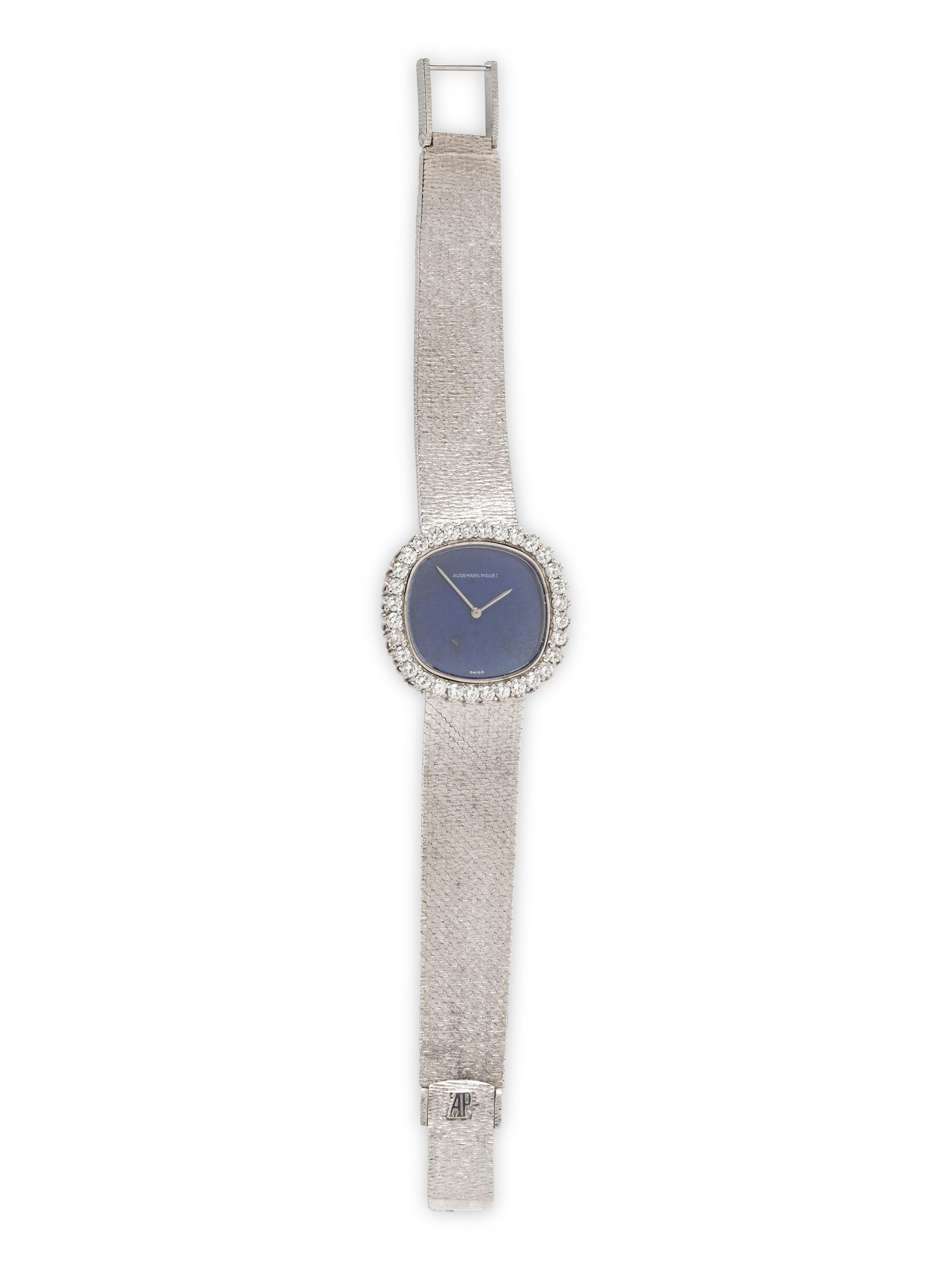 AUDEMARS PIGUET, 18K WHITE GOLD, DIAMOND AND LAPIS LAZULI WATCH